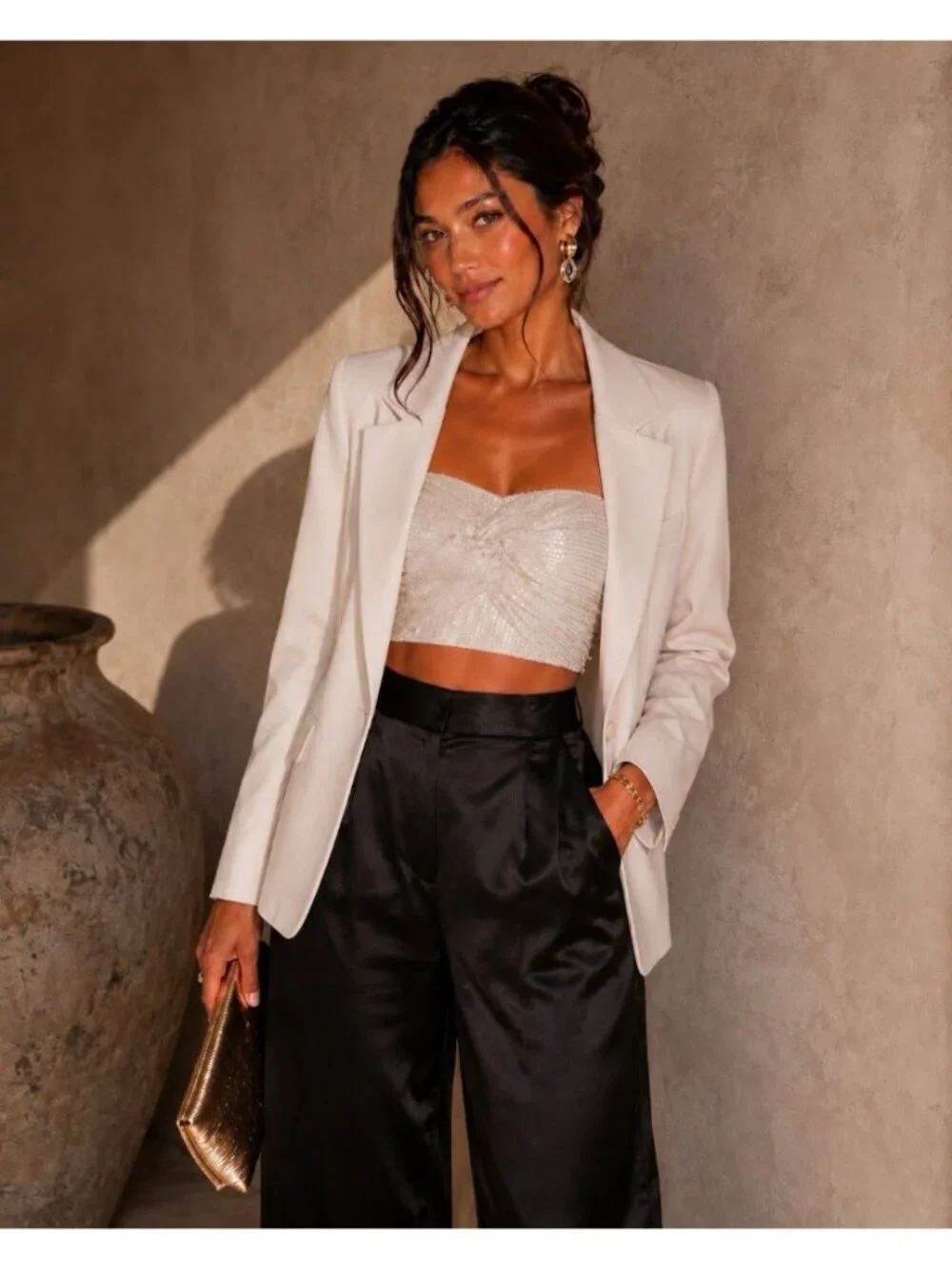 NWT Anthropologie Ranna Gill White Sequin Twist Tube Top S Crop Party $118